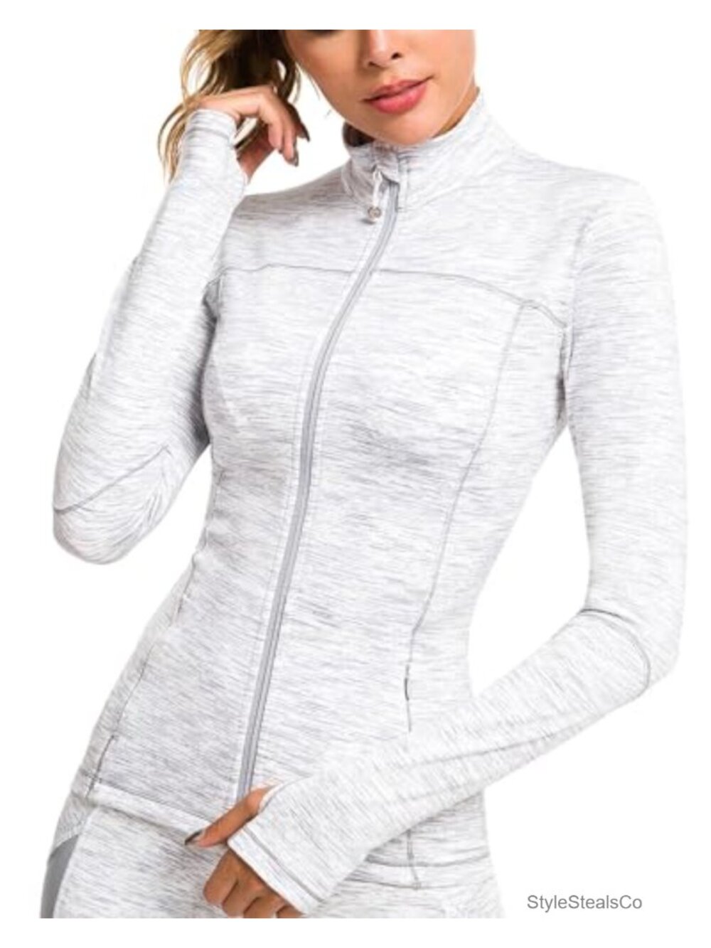 Women's Running Jacket with Zipper Pockets, Athletic Full Zip with Thumbholes